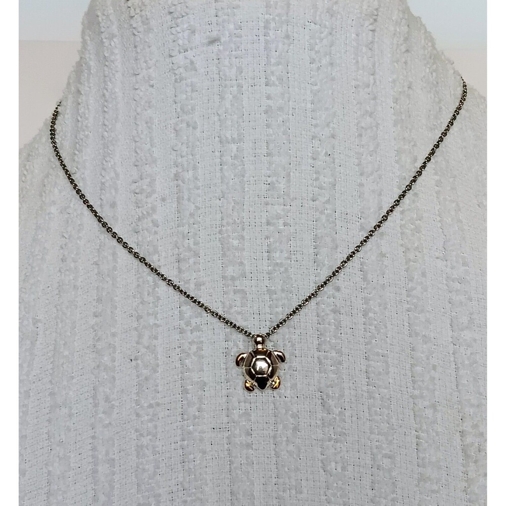 Silvertone Tortoise Sea Turtle Necklace & Earrings 18-20.5 in